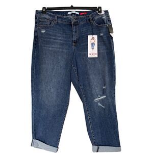 Celebrity Pink SZ 20 The Bestie Girlfriend Jeans Cuffed Distressed Mid-Rise Blue